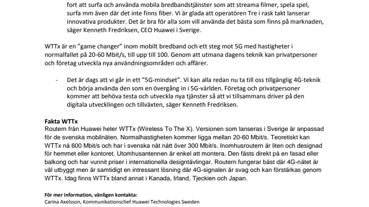Huawei lanserar 5G-snabb router för mobilt bredband