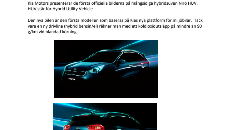 Kia släpper de första bilderna på hybridsuven Niro HUV