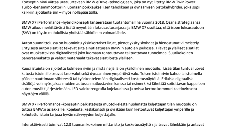 BMW X7 iPerformance -hybridikonsepti luo tilavuuden uuden ulottuvuuden