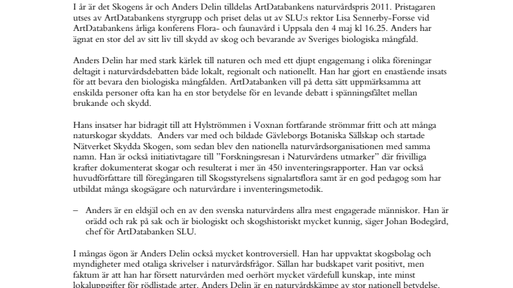 SLU ger pris till skogsskyddare