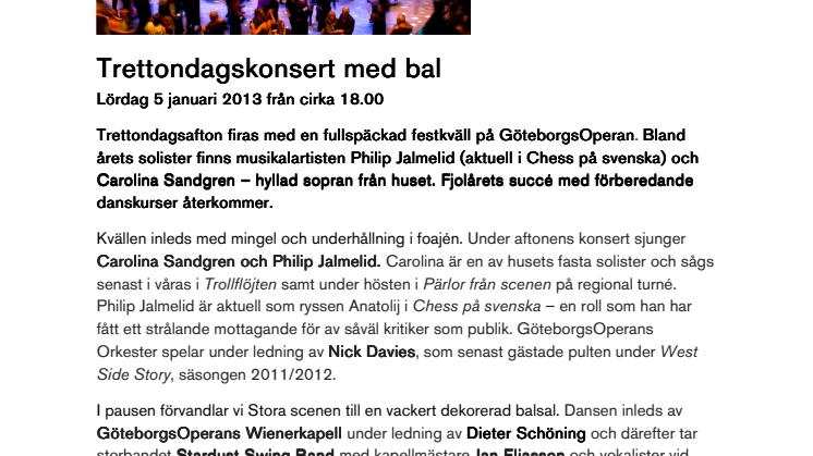 Trettondagskonsert med bal 