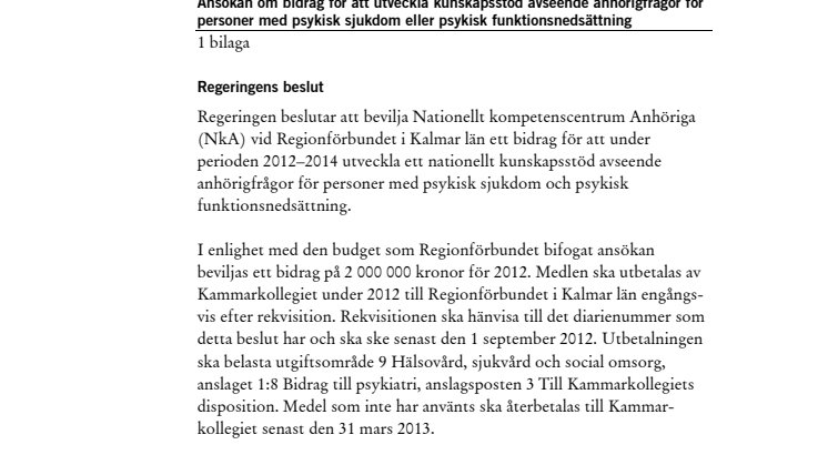 Regeringsuppdrag - NkA utvecklar stöd för anhöriga till personer med psykisk ohälsa