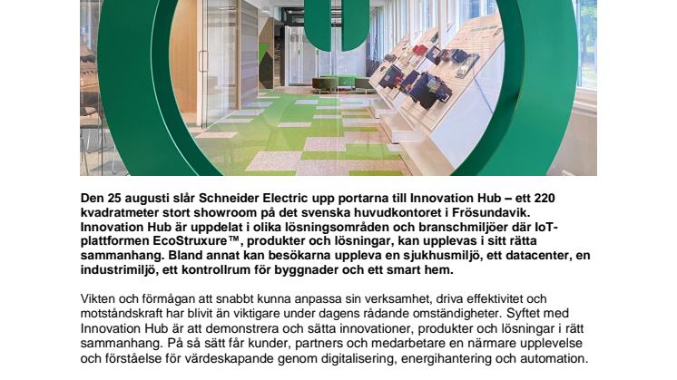 Schneider Electric öppnar Innovation Hub i Stockholm