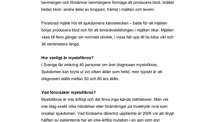 Fakta om myelofibros – en ovanlig blodcancersjukdom