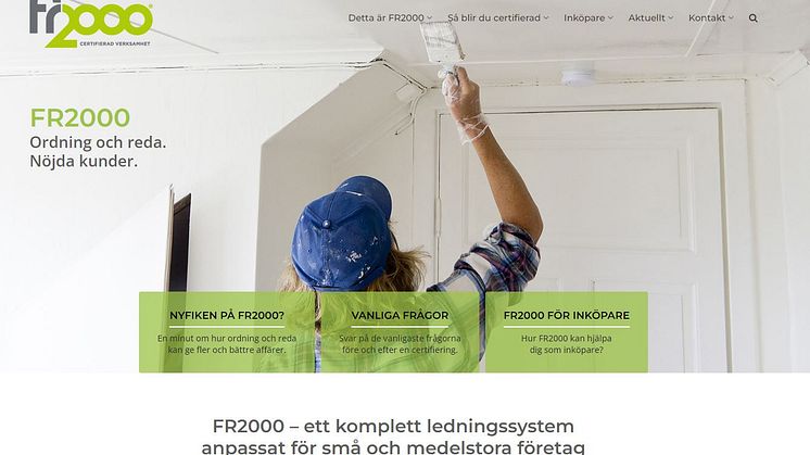 FR2000 - Ledningssystem för små och medelstora företag - likvärdigt ISO Certifikat