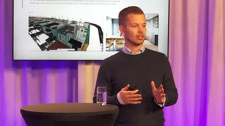 David Hebrand, koncernchef och medgrundare av mod:group berättade hur hans företag lyckats halvera installationstiden tack vare digitala modeller.