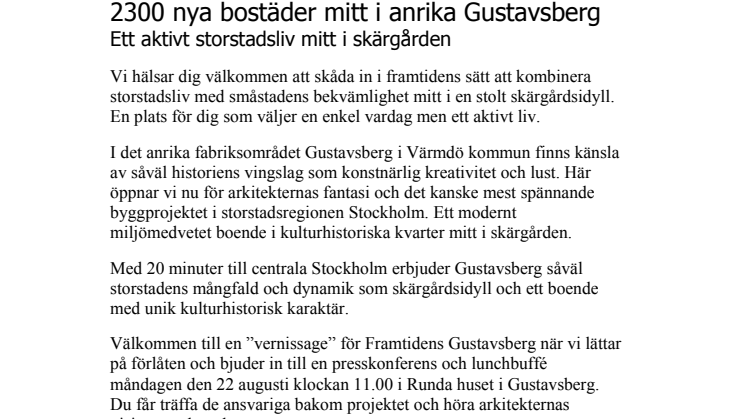 2300 nya bostäder mitt i anrika Gustavsberg 