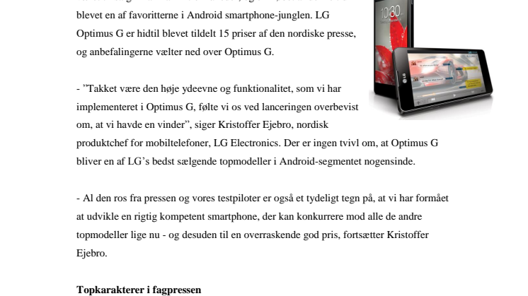 LG’s SUPERTELEFON OPTIMUS G HYLLET AF EKSPERTERNE