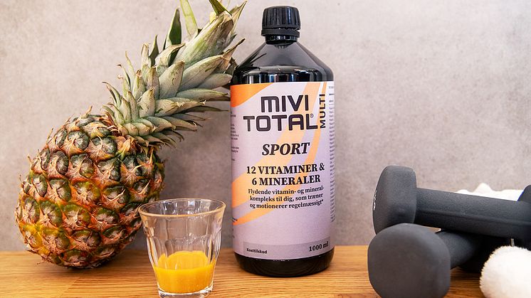 Mivitotal Sport indeholder 12 vitaminer og 6 mineraler.