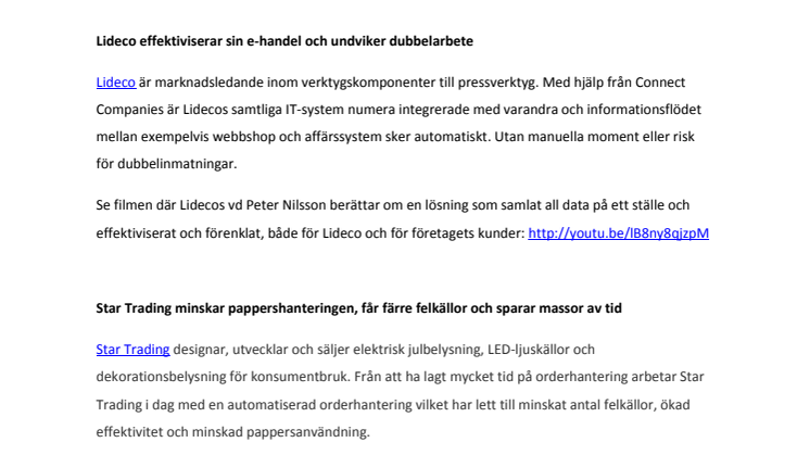 Så här arbetar några av Connect Companies kunder
