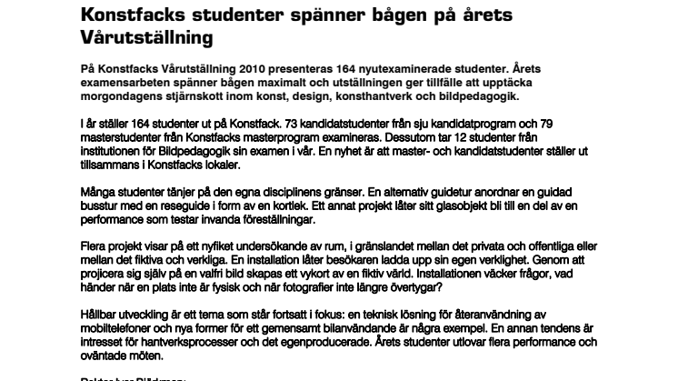 Konstfacks studenter spänner bågen på årets Vårutställning