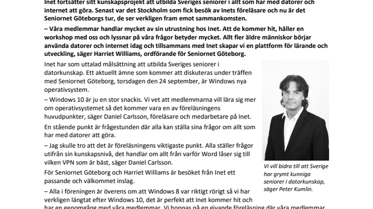 Utbildningskampanjen för Sveriges seniorer till Göteborg 24 september