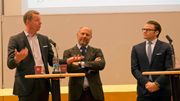 Hans Vestberg, Alessandro Catenacci och Prins Daniel vid lanseringen av Prins Daniel Fellowship-programmet