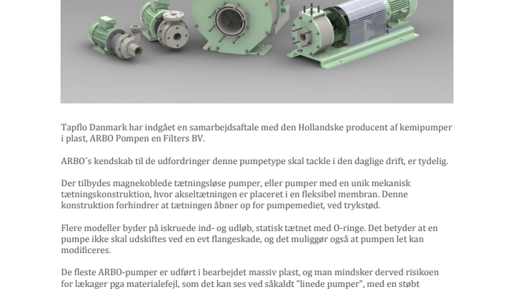 ARBO plastpumper fra Tapflo Danmark