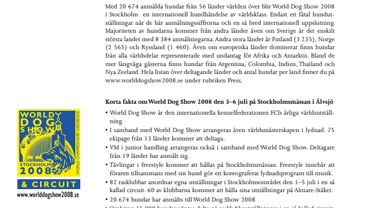 Internationellt hundmöte - 20 674 hundar från 56 länder möts i Stockholm