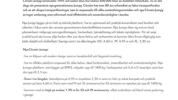 CITROËN PRESENTERAR NYA JUMPY