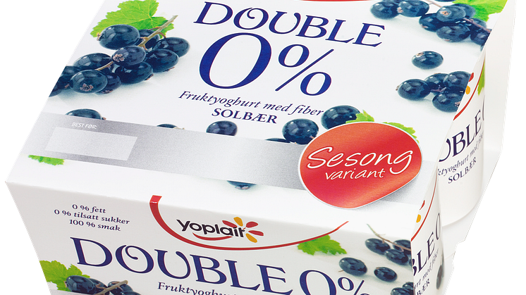 Yoplait Double 0% yoghurt med sesongens smak av solbær