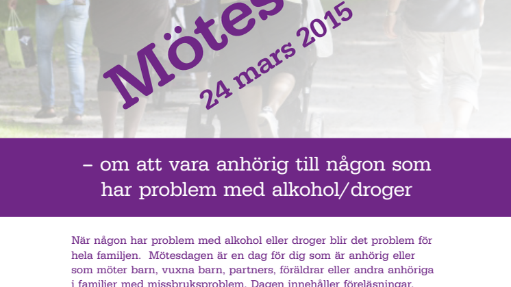 Mötesdag om anhöriga till personer med missbruksproblem