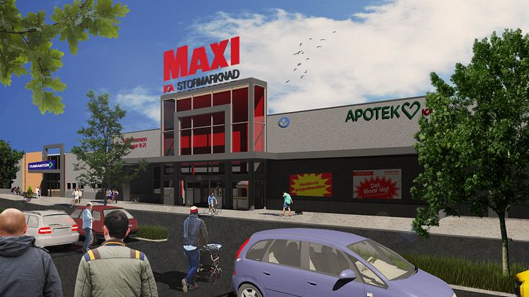 Maxi ICA Stormarknad i Ulricehamn. Arkitekt/illustration: Tecknarstudion