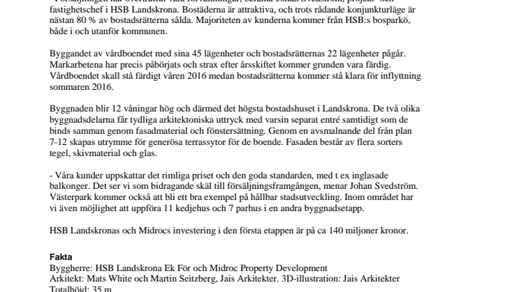 Bostadsförsäljningen i Västerpark går med raketfart