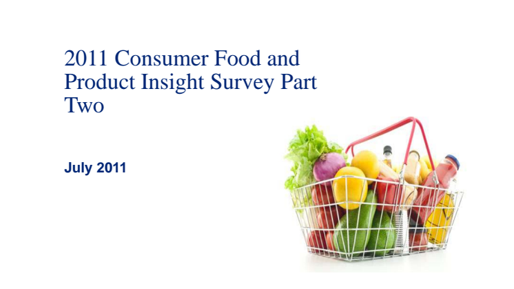 Consumer Food and Product Insight 2011