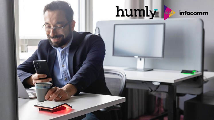 Humly Booking Device integrates control functionality for adjustable desks, with automatic adjustments to each worker’s preferred height.