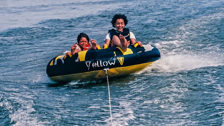 VETUS brand YellowV has launched an array of new inflatable products this summer, including the YVFUN2TRI triangle funtube