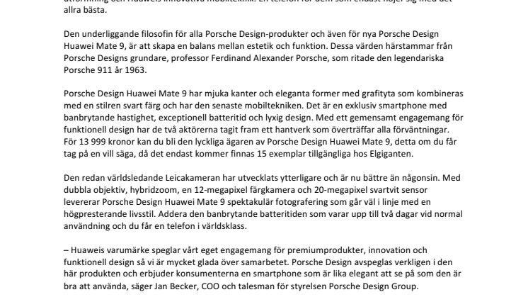 Huawei i samarbete med Porsche Design - lanserar telefon i exklusiv upplaga