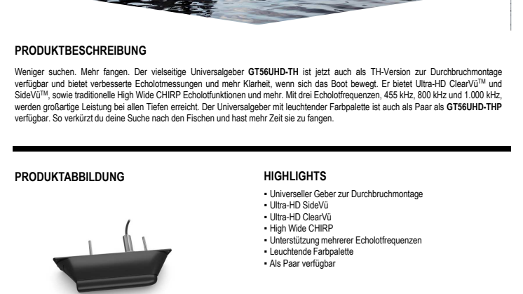 Datenblatt Garmin GT56-Durchbruchgeber