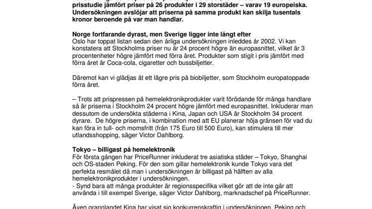 Sverige är 24% dyrare än europasnittet.