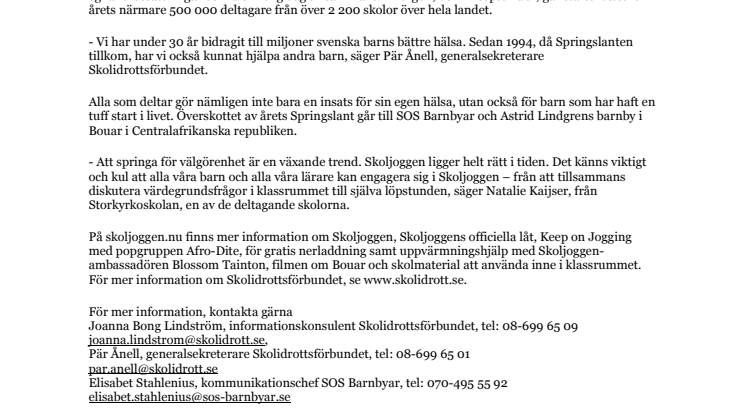 Sveriges skolbarn springer för Astrid Lindgrens barnby