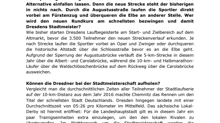 10 Jahre Stadtlauf Dresden: Zum Jubiläum gibt’s eine Streckenänderung