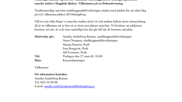 PRESSINBJUDAN: Fjädrar anamma – nu blir det påskris i Helsingborg