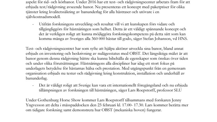 Kvalitetssäkra banunderlaget för hästens bästa