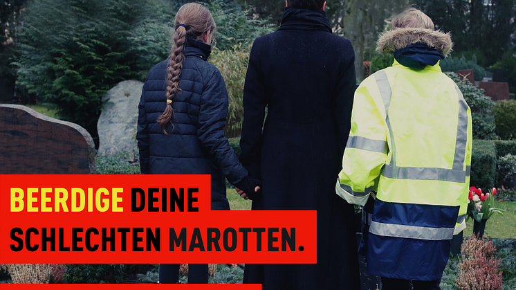 Beerdige deine schlechten Marotten. Kampagnenmotiv von www.brennpunkt-batterie.de.