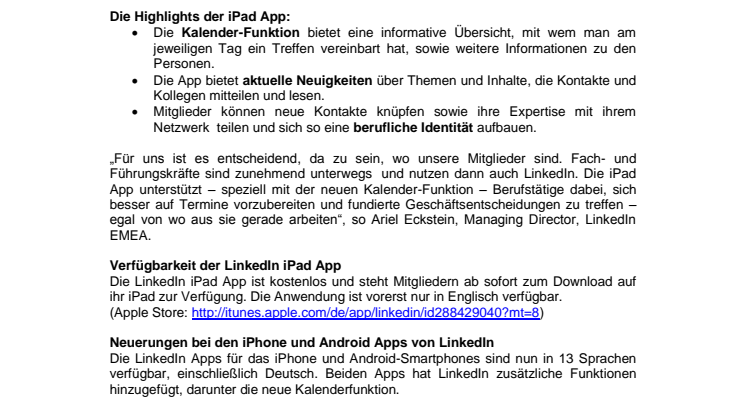 LinkedIn präsentiert neue iPad App