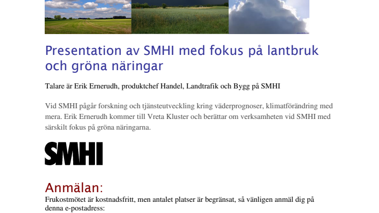 Inbjudan frukostmöte SMHI