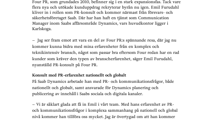 Four PR rekryterar från Saab 