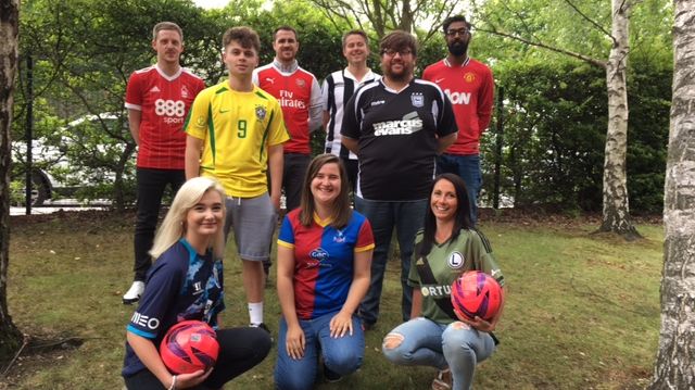 Staff wearing football shirts in aid of the Bradley Lowery Foundation