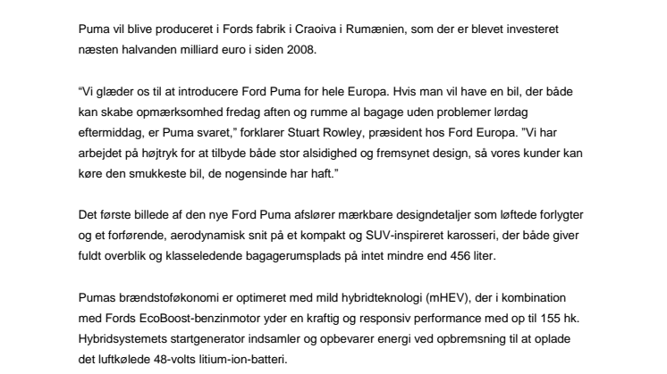 Ford viser første glimt af den helt nye crossover Puma