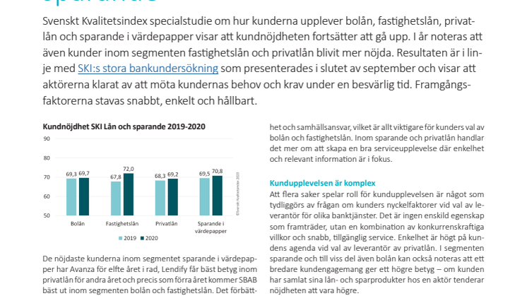 SKI Lån och sparande 2020 Snabbt, enkelt och hållbart är framgångsfaktorer inom lån- och sparande