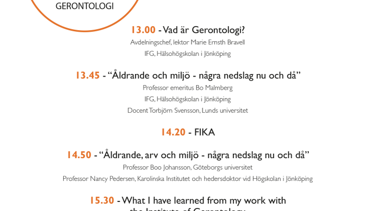 Institutet för Gerontologi vid Hälsohögskolan i Jönköping fyller 45 år