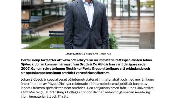 Ports Group rekryterar spetskompetens för fortsatt strategisk tillväxt  