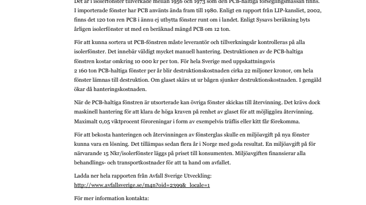 Miljöavgift möjliggör återvinning av fönsterglas