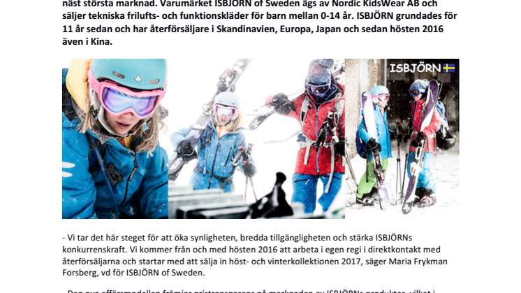 ISBJÖRN of Sweden etablerar sig i Norge