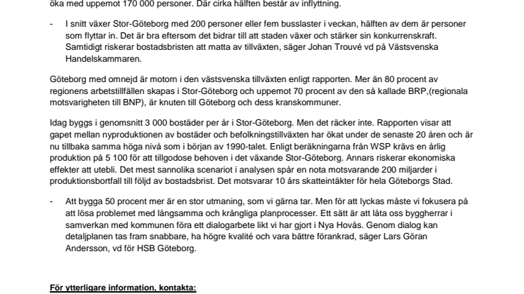 Bostadsbristen kan kosta Göteborg miljarder