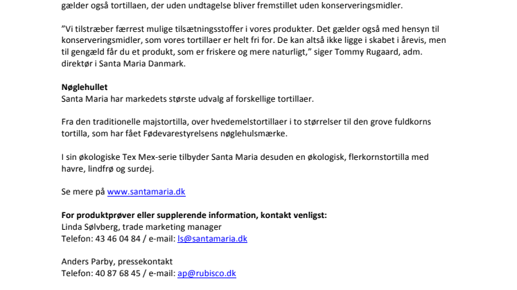 Mange tortillaer - nul konserveringsmidler