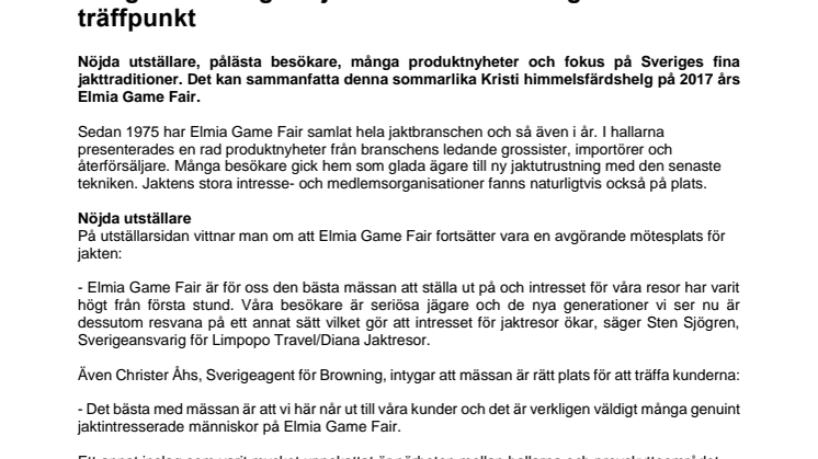 Solig avslutning för jaktbranschens viktigaste träffpunkt
