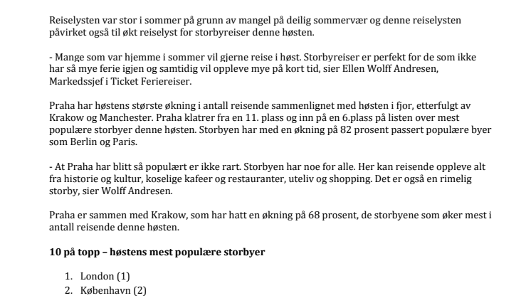 Høstens mest populære storbyreiser.