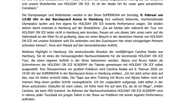 Olympiasieger Aljona Savchenko und Bruno Massot: Countdown-Training für Show-Comeback bei HOLIDAY ON ICE in Hamburg